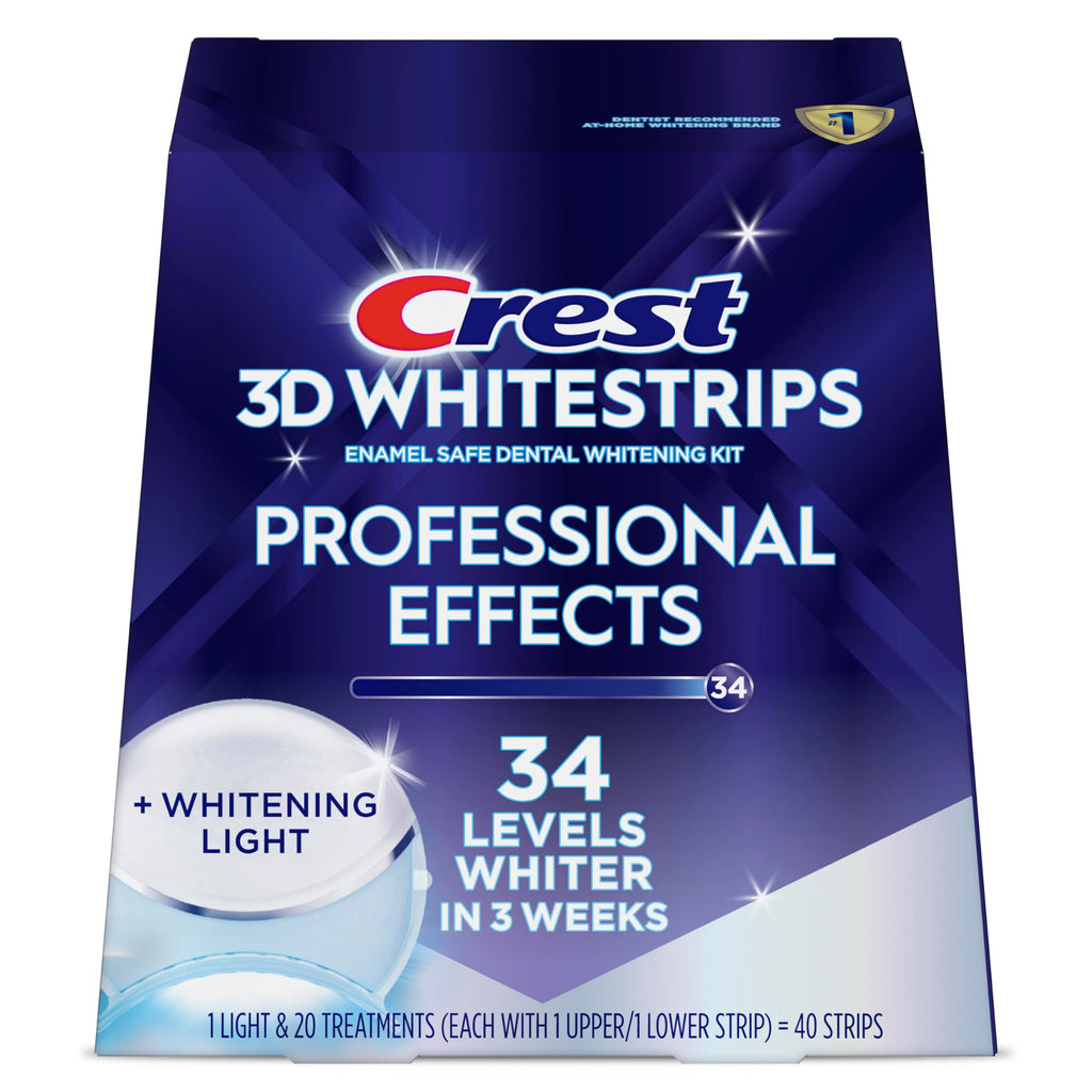 Crest 3D Whitestrips Professional Effects + LED Light – Teeth Whitening Kit, 1 Light + 20 Treatments, Each with 1 Upper/1Lower, 40 Strips – Crest 3DWhite Teeth Whitening Strips