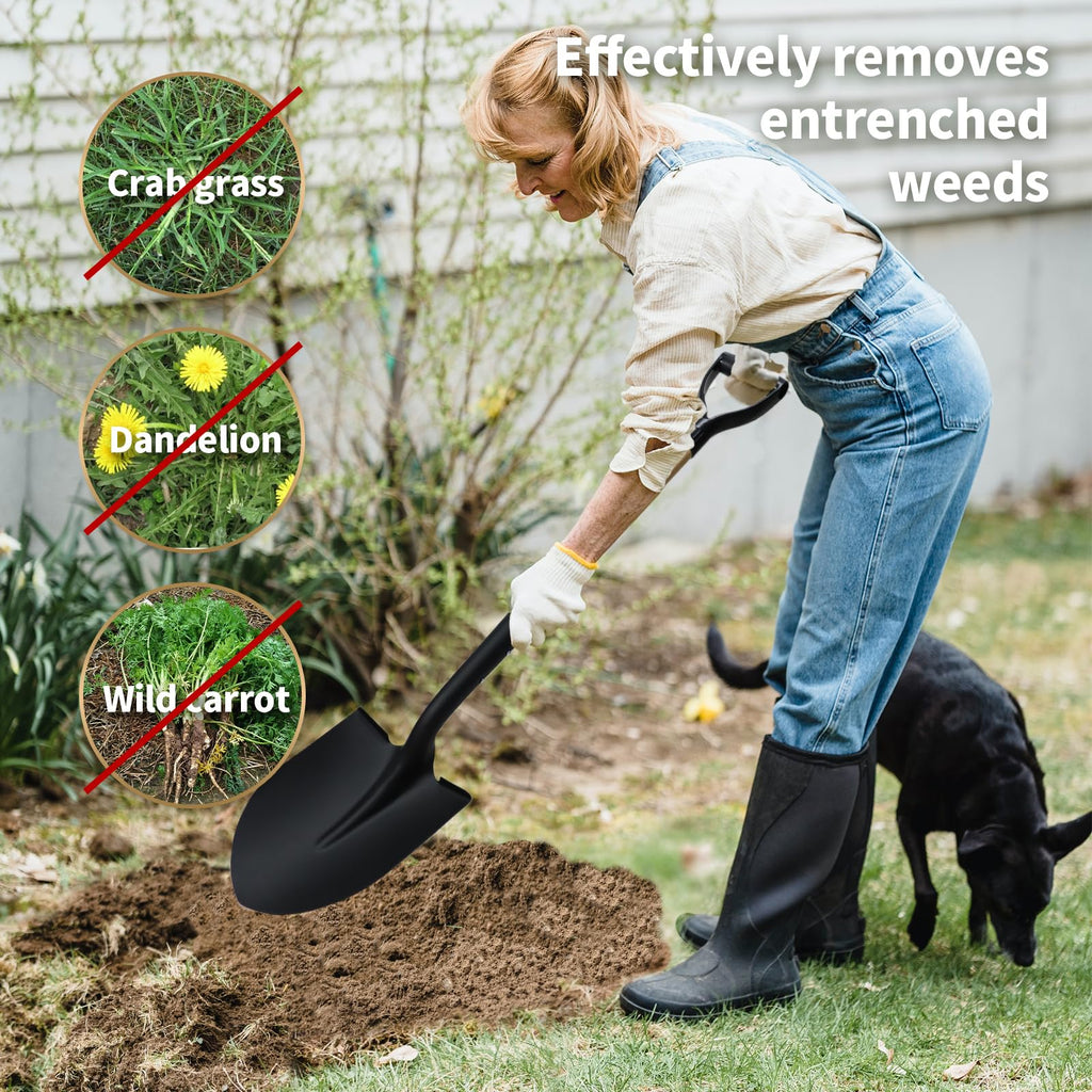 KOLEIYA 41 Inch Round Point Shovel for Digging,Heavy Duty Garden Shovel with D-Handle,Wooden Handle,Ideal for Gardening,Landscaping,Beach,and Snow Removal