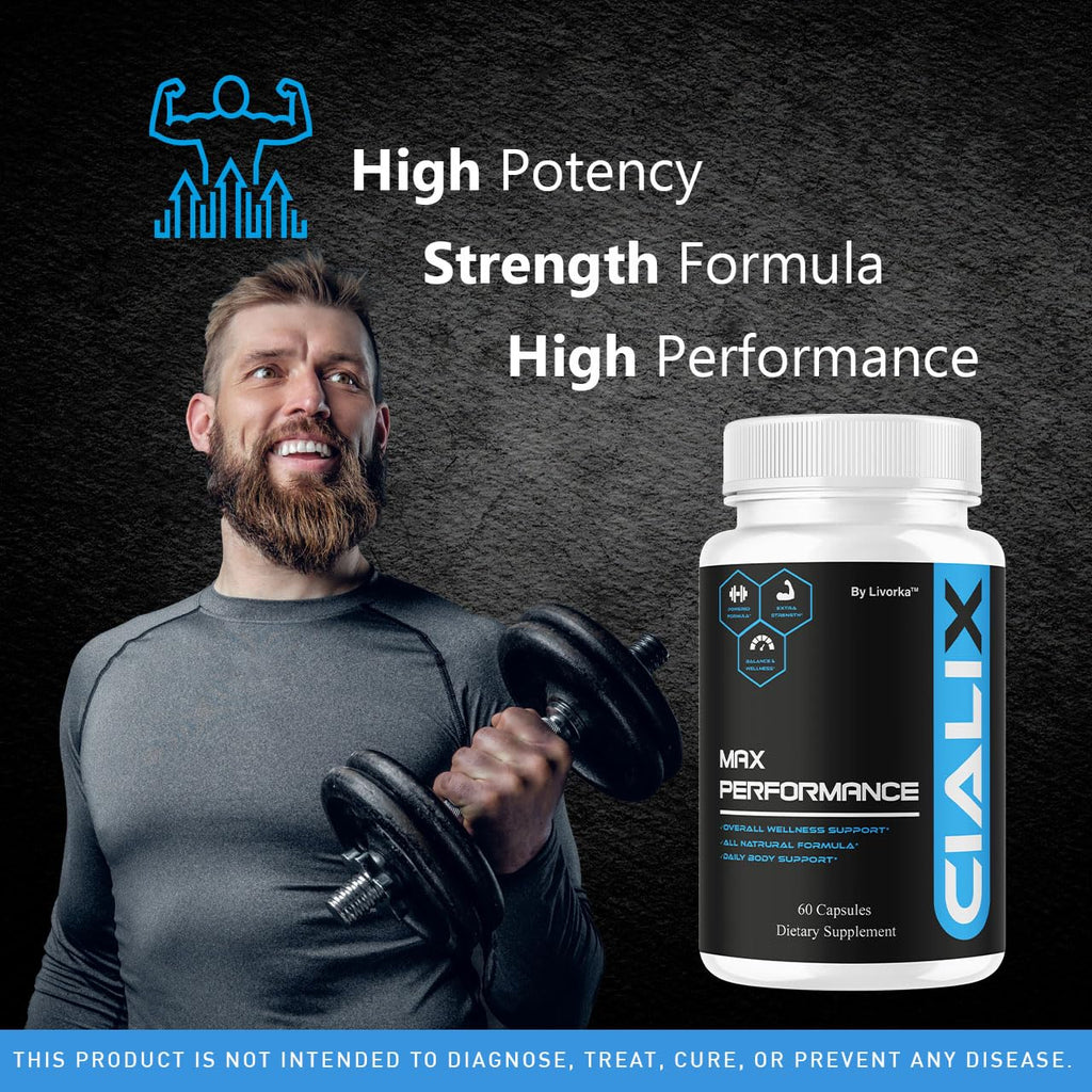 Cialix Pills for Men, Official Cialix Premium Advanced Formula Supplement Capsules - Maximum Strength, Natural Cialix Vitamin Support for Overall Health & Wellness, 60 Capsules for 1 Month