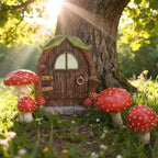 ChilArt Mushroom Fairy Door for Tree - Glow in The Dark Yard Art