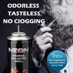 NEON Butane Fuel 300ml, 5X Premium Refined Butane Refill for Torch Lighter, 0 Impurities Lighter Fluid with Metal Nozzle & 5 Butane Gas Refill Adapters for Culinary, Welding, and DIY (4 Cans)