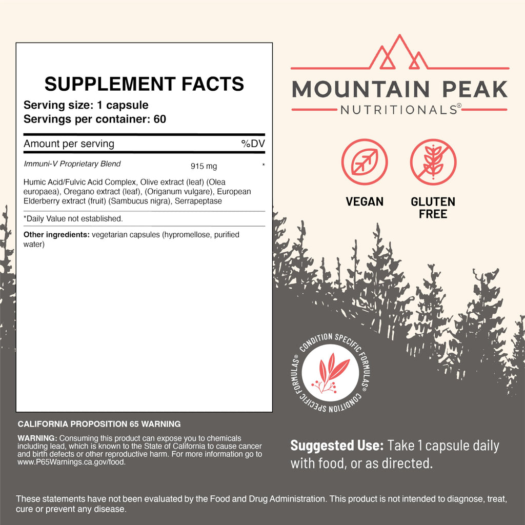 Mountain Peak Nutritionals Immuni-V Humic Acid Olive Elderberry 60ct