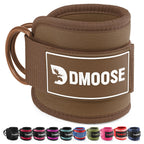 DMoose Fitness Ankle Straps for Cable Machines - One Size Fit Premium Padding, Glute Kickback Ankle Strap for Women & Men, Cable Attachments for Gym, Booty Workouts & Hip Abductors (Cocoa - Single)