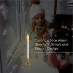 TUDAK Electric Christmas Window Candle Lamp - 6-Pack | Brass-Plated Base with LED Bulbs | Dusk-to-Dawn Auto Sensor | Turns On in Dark, Off in Light | Ready to Use!