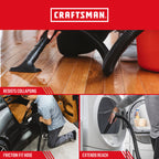 CRAFTSMAN CMXZVBE38762 1-1/4 in. x 6 ft. Friction Fit Wet Dry Vac Hose Attachment Kit, Fits Most Wet/Dry Vacuums with a 2-1/2 inch Drum Inlet and Attaches to 1-1/4 in. Accessories