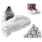 Premium Boot & Shoe Covers Disposable Booties - 100 Pack - Durable, Non-Slip, Non-Toxic, Water Resistant, Recyclable Protectors for Indoor & Outdoor - Large Size Fits Most Shoes