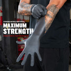 GRIPXX Herkules Grip Heavy Duty 8Mil Black Nitrile Gloves,3D Raised Diamond Texture-Latex & Powder-Free-Industrial, Mechanic (100, X-Large)