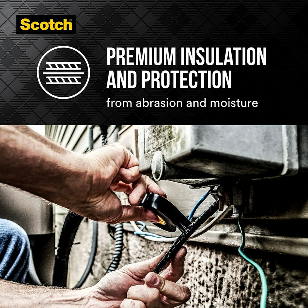 Scotch 3M Super 33+ Vinyl Electrical Tape, .75-Inch x 66-Foot, Pack of 10 Rolls, Insulates and Protects Against Abrasion and Moisture, Protective Jacketing up to 600V Splice Insulation (6132-BA-10)