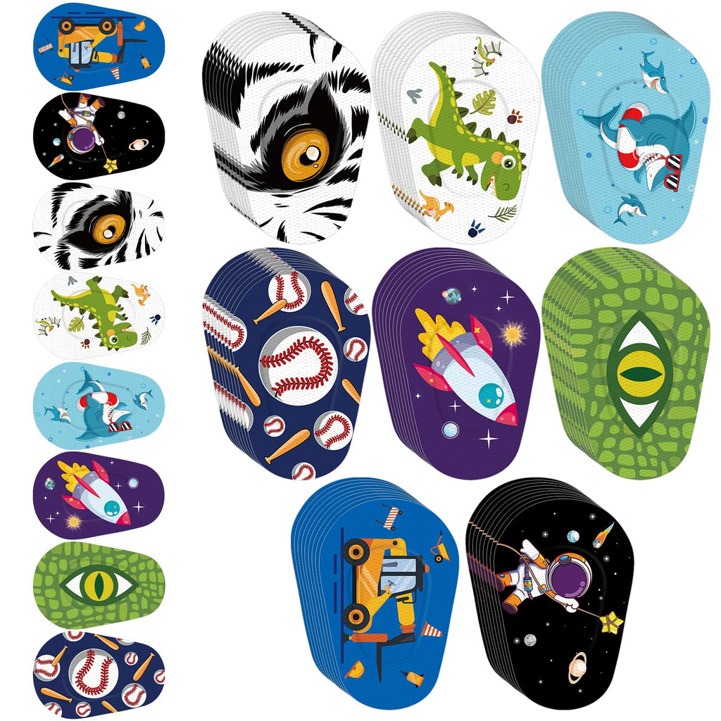Siifert 80 Pcs Latex Free Adhesive Eye Patches for Kids Latex Free Disposable Cute Adhesive Bandages for Amblyopia Light Blocking Lazy Eye Toddler Boys Girls, 8 Styles