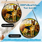 Stained Glass Suncatcher German Shepherd in Sunflowers 6.3 Inch