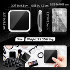 PIMPLEGO Compact 30X Magnifying Square Travel Mirror, 3.3x3.3 Inch Small Pocket, 2-Sided Women's Magnetic Portable With Precision Tweezers, Black