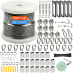 Shineyoo 1/8" Wire Rope Kit，Steel Wire Cable，200FT Turnbuckles for Cables Wire，Vinyl Coated Stainless Steel Cable Wire for Outdoor,Garden,Kitchen,Craft with Turnbuckle