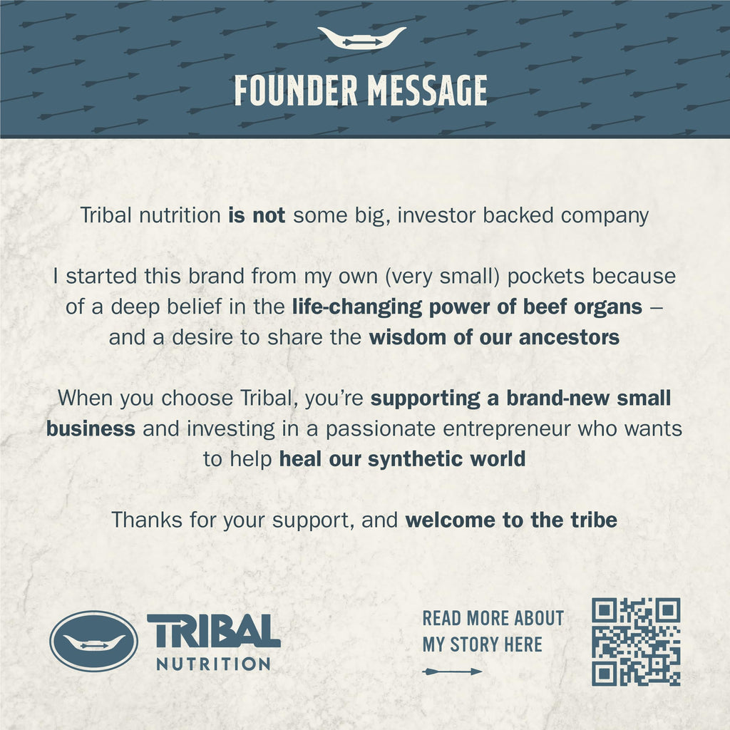 Tribal Nutrition 100% Grass Fed Beef Testicle with Prostate, Blood, Liver & Heart - Beef Organ Supplement for Men - 3000mg / 30 Servings
