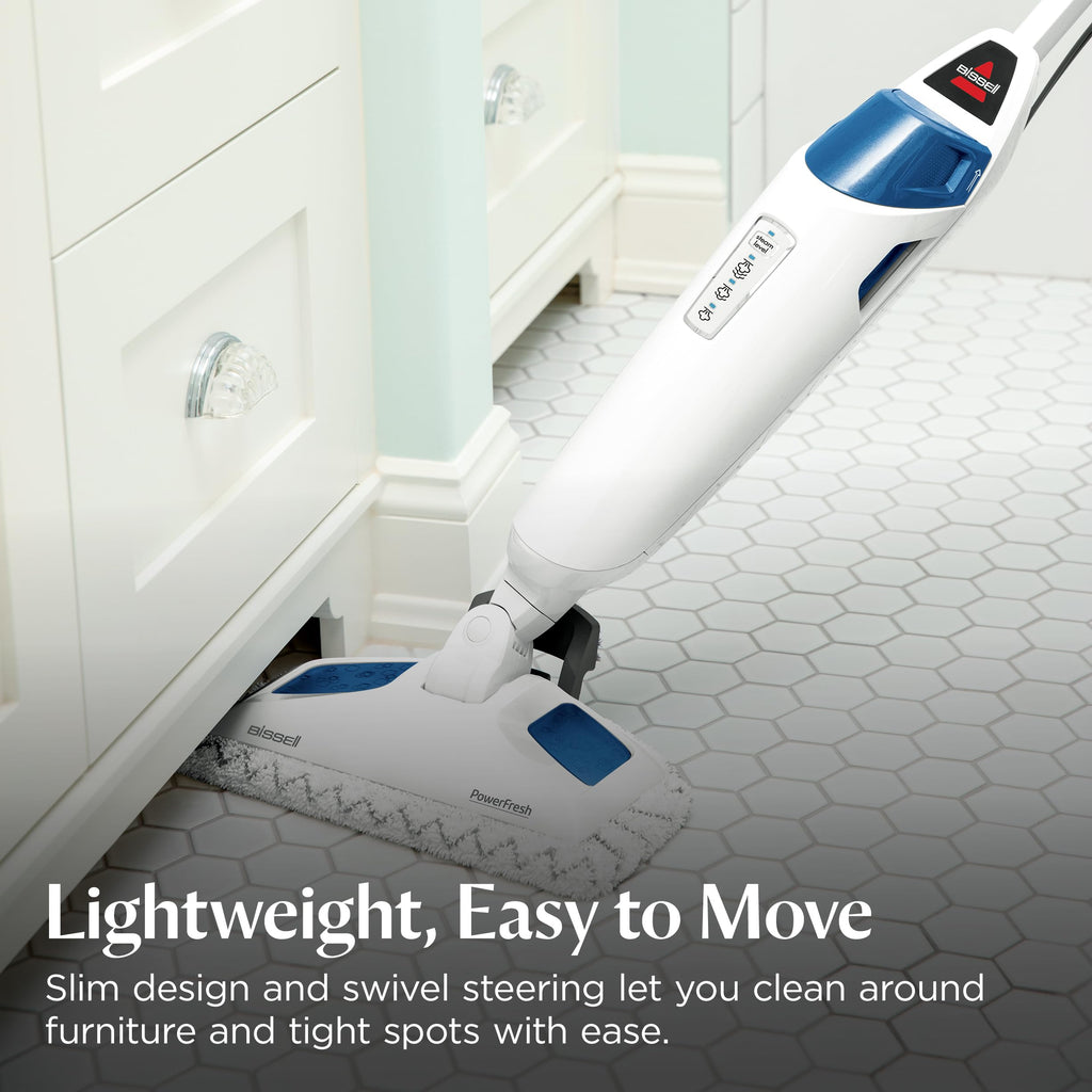 BISSELL Steam Mop 1940A PowerFresh Floor Steam Cleaner for Hard Wood & Tile with Natural Sanitization, Easy Scrubber, Variable Steam, 12” Cleaning Path
