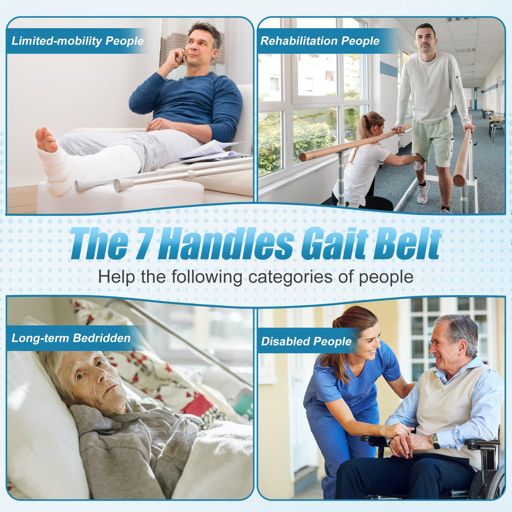 REAQER Gait Belt Transfer Belts for Lifting Seniors Walking and Standing Assist Aid for Bariatric, Elderly, Handicap, Occupational & Physical TherapyCaregiver Nurse Therapist