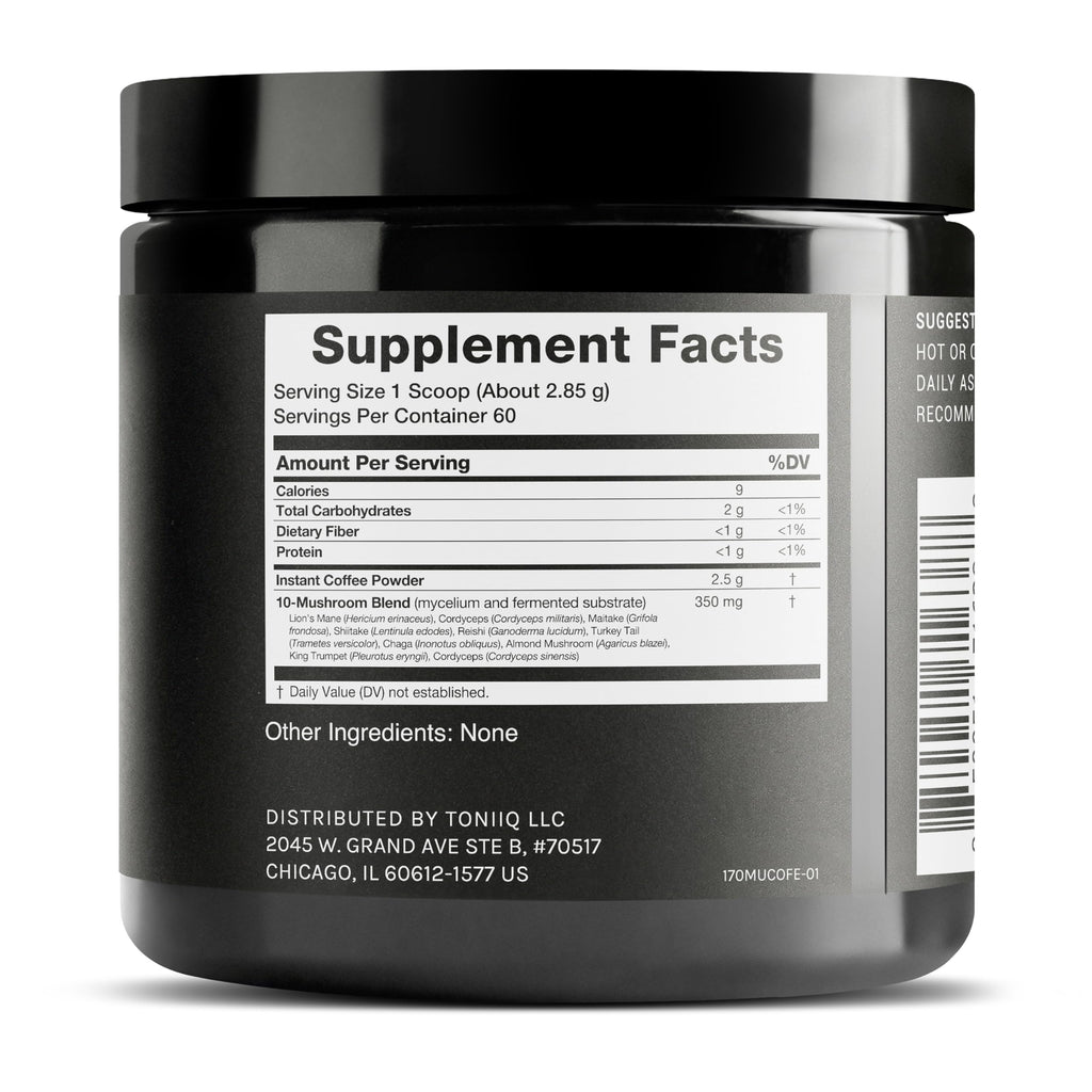 Mushroom Coffee – Functional Coffee with 10-Mushroom Full-Spectrum Blend – Real Arabica Instant Coffee – North American Grown Mushrooms – Third-Party Tested