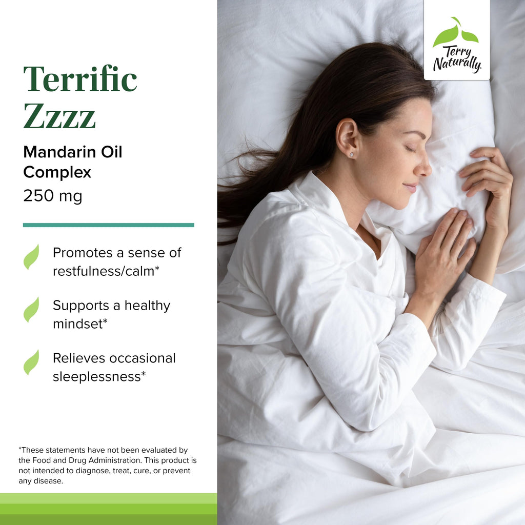 Terry Naturally Terrific Zzzz - 250 mg Mandarin Oil Complex, 30 Softgels - Non-Habit Forming Sleep Support Supplement, Feel Rejuvenated & Refreshed - Non-GMO, Gluten-Free - 15 Servings