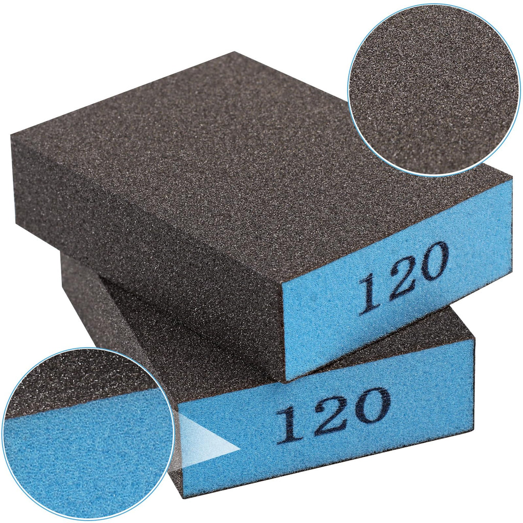 Romeda 8-Pack Sandpaper Block, 120 Grits Washable and Reusable Handmade Sanding Sponge, Drywall Sandpaper Blocks for Wooden Drywall Sheetrock and Metal Glazing