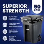Plasticplace 95-96 Gallon Heavy Duty Trash Bags, Garbage Bags, Puncture-Resistant, Fits Rollaway Cans & Drums, Durable Large Plastic Bags (50 Count)