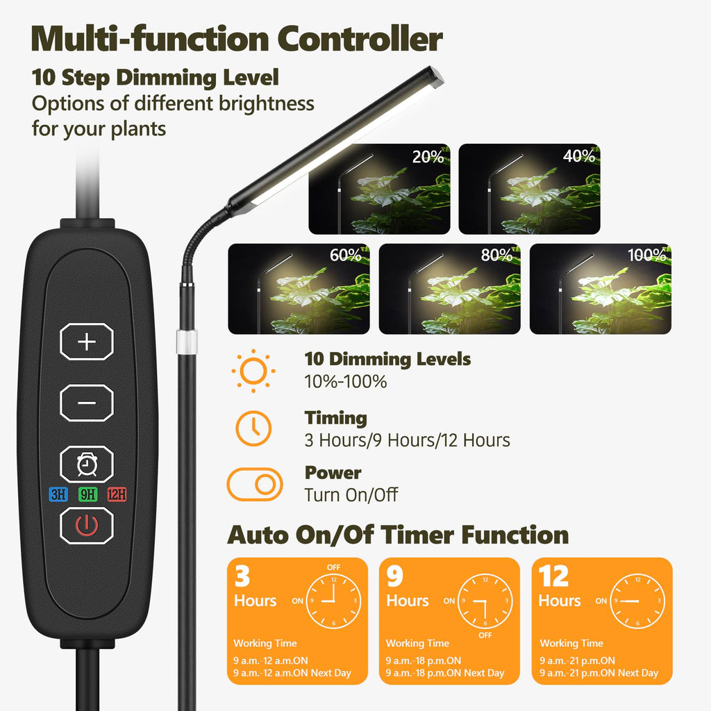 VSOKE Grow Light for Indoor Plants, Full Spectrum LED Grow Light with Stand
