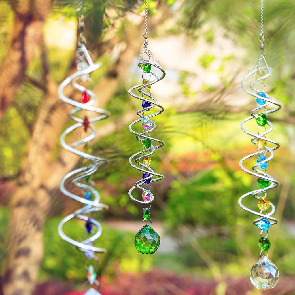 5 Pack Crystal Suncatcher Gazing Ball Spiral Wind Spinner Garden Decor