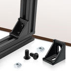 PETOX 24 Set Black 3030 Series Aluminum Extrusion Profile Connector, Includes 1pc Wrench, 24pcs 2835 Corner Bracket, 48pcs M6 T-Slot Sliding Nuts and Hex Screw Bolt for 20S Aluminum Rail Accessories