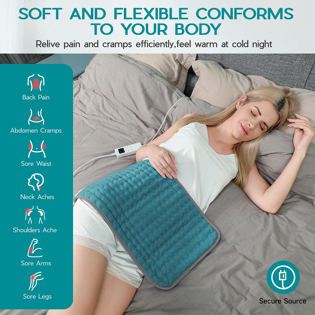 Electric Heating Pad for Back Pain Relief, Large Heating Pads for Body Muscle Pain Cramps Relief, 6 Heating & 4 Timer Setting, Machine Washable, Gift for Grandparents(17'' x 33'')