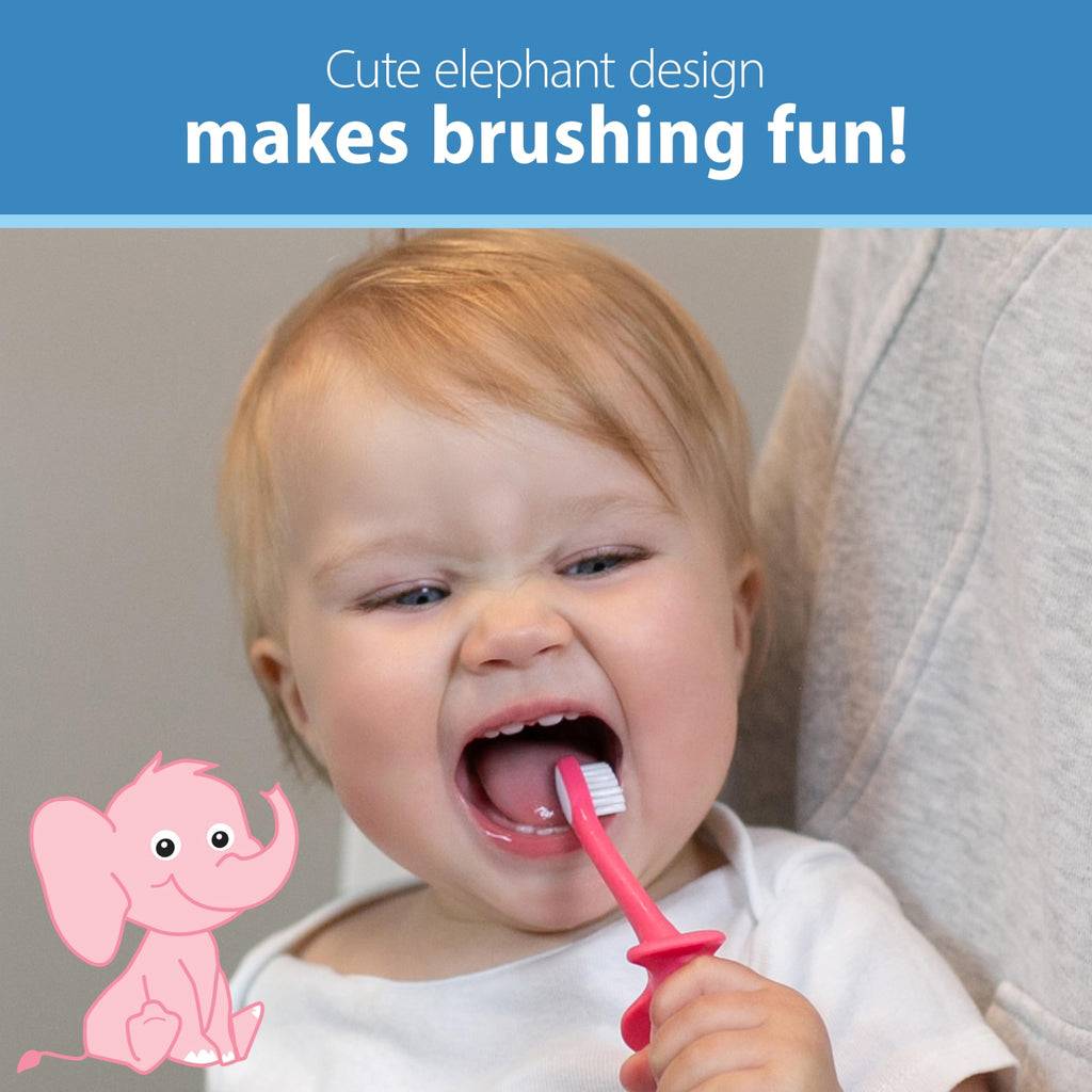 Dr. Brown's Infant-to-Toddler Toothbrush, Elephant, Pink, 0-3 Years