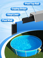 Biggun 24" Extra-Long Coping Strips for Overlap Above Ground Pool Liners - Easy to Install Swimming Pools Liner Lock Clip Replacement for 24ft Round Pool (Qty 38)