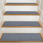 KOOTETA Stair Treads for Wooden Steps Indoor, 15 Pack 8" X 30" Non Slip Carpet Stair Treads with Reusable Adhesive for Elders and Dogs, Surface Polyester TPR Backing Stair Runner Rugs, Dark Grey