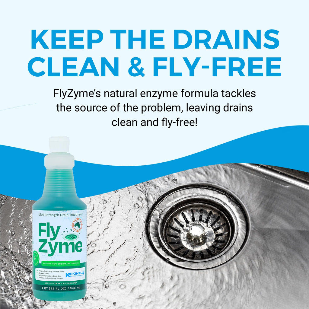 Fly-Zyme Enzyme Drain Cleaner Gel for Pipes, Fruit Flies & Odors, 32 fl oz