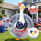 APHIUFR 4th of July Porch Goose Outfits,3 Pcs Goose Outfit Set with Bow Headband,Bikini Skirt and Swim Ring,Fits 23-Inch Lawn Goose Statue,Patriotic Porch Goose Clothes for Yard Garden Patio Decor