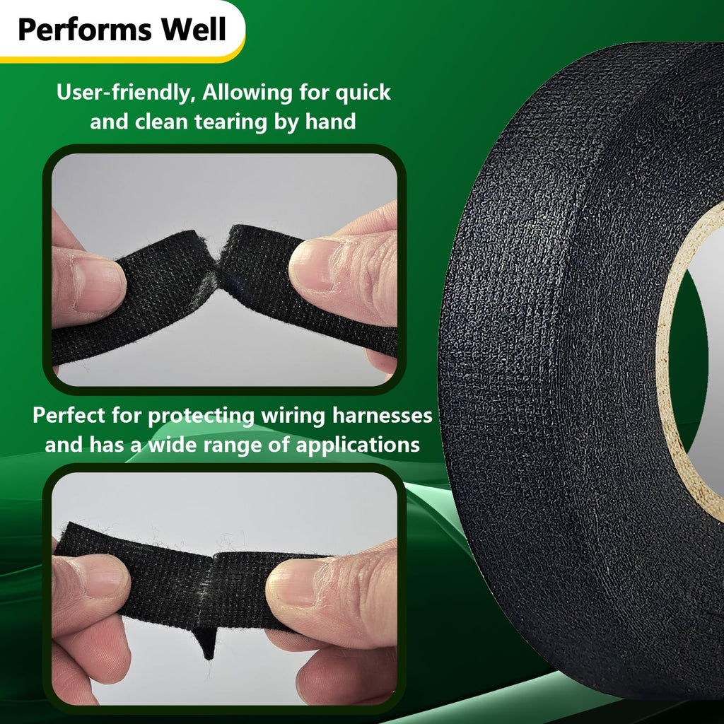 BEIVOBY 5 Rolls High Temp Wire Harness Tape, 250 FT Automotive Cloth Tape for Engine Wiring Loom, Electrical Cable Bundling, Noise & Vibration Damping, 3/4 in x 50 ft Each