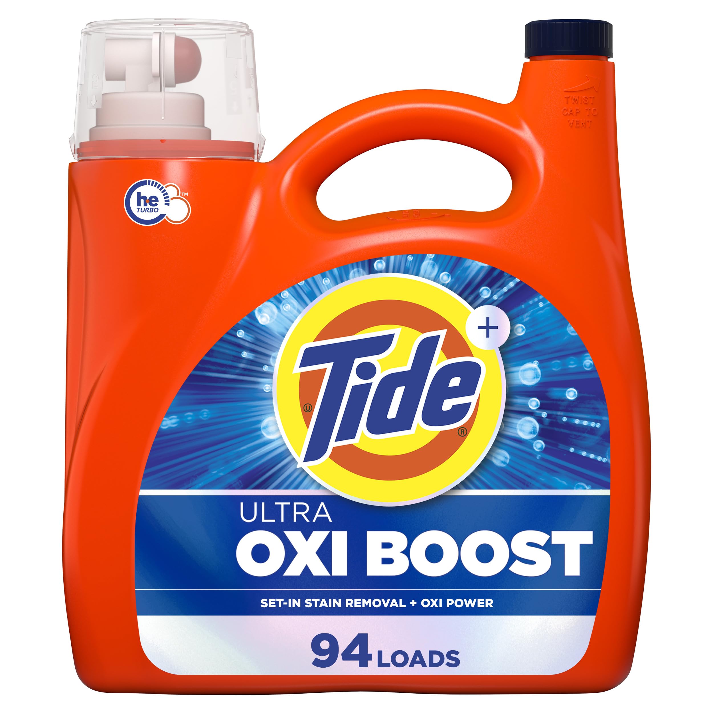 Tide Ultra Oxi Boost Liquid Laundry Detergent, 132 fl oz, 94 Loads, Advanced Stain Remover, Laundry Detergent Liquid with Extra Oxi Power