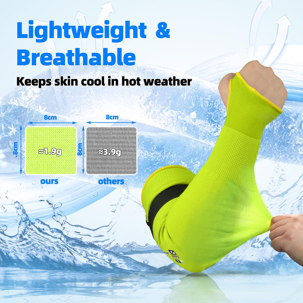 Schwer 100 Pairs AIR-SKIN Arm Sleeves S901 for Thin Skin, ANSI A6 Cut Resistant Arm Protectors for High Risk Work, UPF50+ UV Protection Cooling Farmer Sleeves for Gardening, Lightweight, Breathable