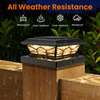 Brightever 4x4 3.5x3.5 Solar Post Cap Lights, 8-Pack Solar Powered Fence Post Light Outdoor Waterproof for Vinyl/Wooden Post, 2 Modes(Warm/Cool Light), Black Solar Deck Post Lights for Patio, Porch
