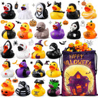 24 Pcs Halloween Rubber Ducks Bulk with Bag for Jeep Ducking Party Favors