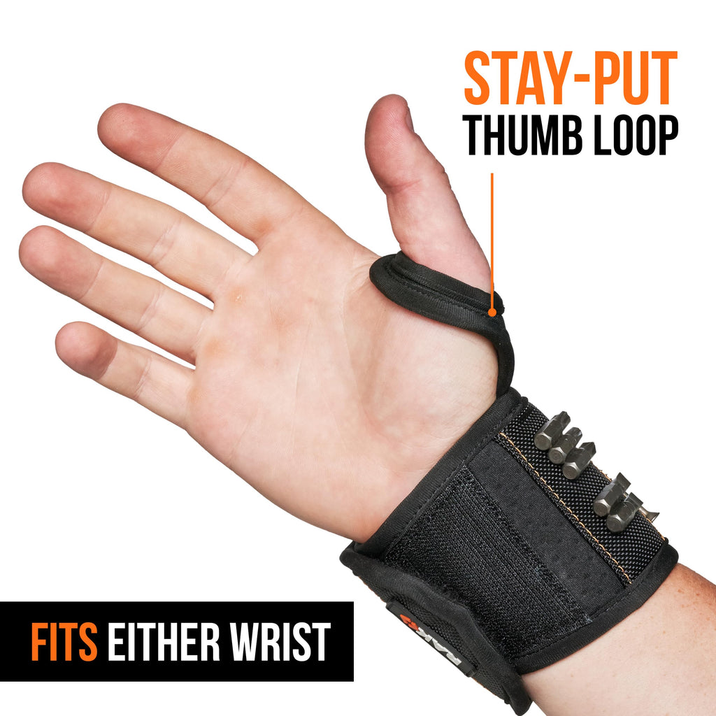 RAK Magnetic Wristband, Thumb Loop for Holding Screws, Nails, Drill Bits for Men - Made from Premium Ballistic Nylon, Lightweight Powerful Magnets for Dad, Husband, Grandpa, Handyman
