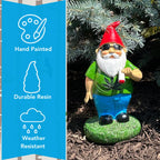 Gnometastic Hippie Smoking Gnome, 8.5in, Funny Garden Gnomes Statue Outdoor Decoration for Yard Lawn Ornament Weed Decor, Inappropriate Gifts & Stocking Stuffers for Men, Women, Adults