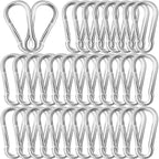 30 Pack 3" Heavy Duty Carabiner Clips, M8 Sliver Galvanized Steel Spring Snap Hooks, Rust-Resistant Keychain Clips for Hammock, Camping, Hiking, Fishing, Swing Set