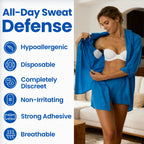 Underarm Sweat Pads for Men and Women – Disposable Armpit Shields to Combat Sweat. Regain Your Confidence with Our Easy-to-Use Underarm Pads Designed for All-Day Protection.