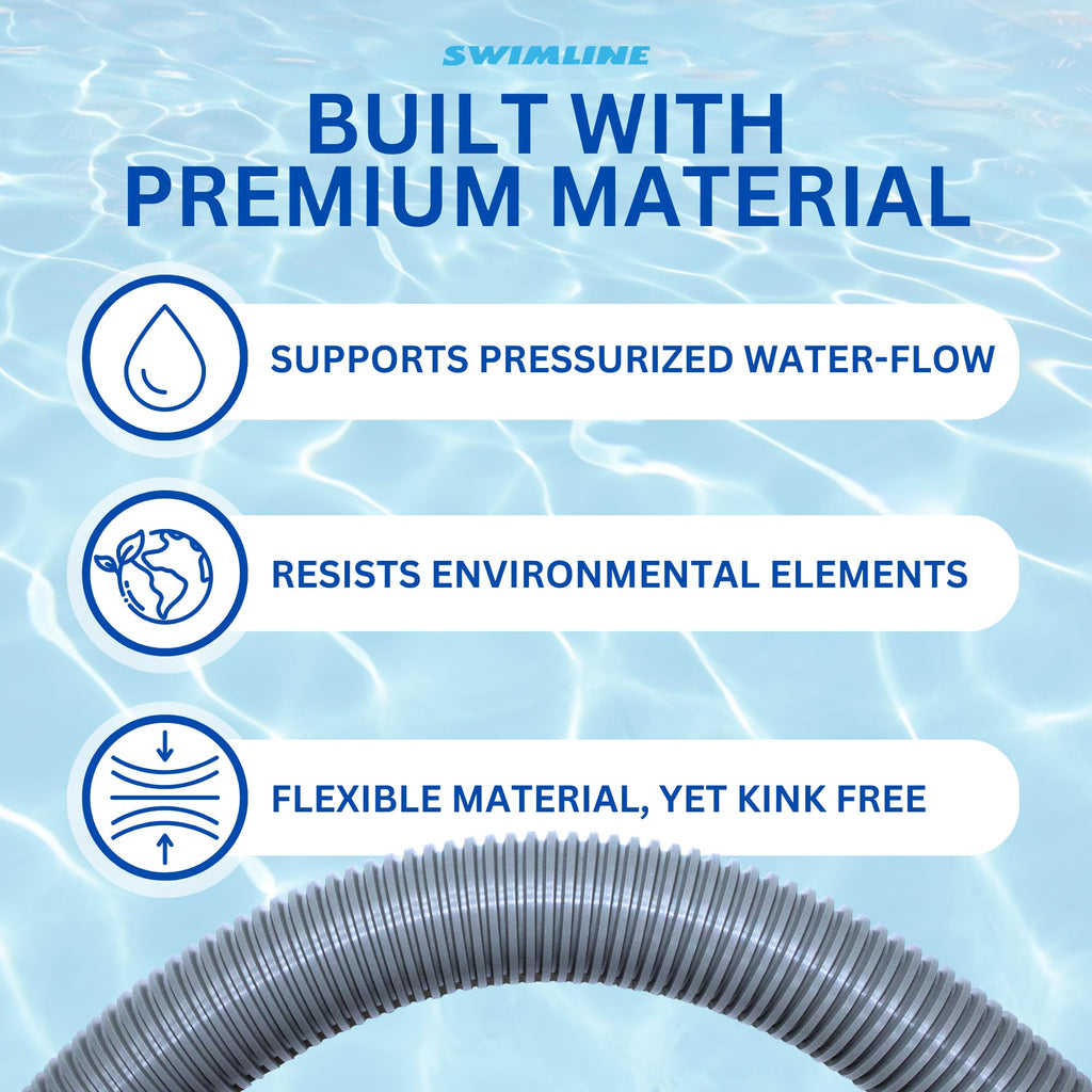 SWIMLINE HYDROTOOLS Pool Pump Filter Connection Hose W/ Cuff | 1.5 Inch X 6 Foot | Heavy-Duty Flexible, Durable & Leakproof | Chemical & UV Resistant | For Above Ground Pools Skimmer Filters & Pumps