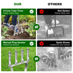 Qdreclod Core Aerator Lawn Tool Manual Lawn Aerator Tool with 4 Hollow Tines Non-Clogging Heavy Duty Plug Aerator for Soil Loosening Lawn Aeration, Revives Lawn Health,Garden Tool