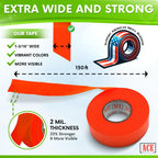 ACE Supply Orange Flagging Tape - 2 Pack - 1-3/16 Inch Width, 150 Ft Length, 2 Mil - Non-Adhesive Survey Tape - Tree Marking Ribbon, Surveyors Ribbon