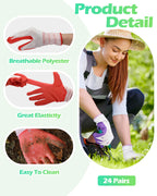 Irenare 24 Pairs Gardening Gloves Bulk for Women Ladies Breathable Rubber Coated Garden Glove for Yard Outdoor Work with Grip