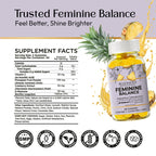 Bloomody Probiotic Feminine Balance Gummies for Women - pH Balance & Vaginal Health Supplement with Cranberry Vitamin C - Natural Pineapple pH Balancing Gummy for Healthy Odor Hygiene Support