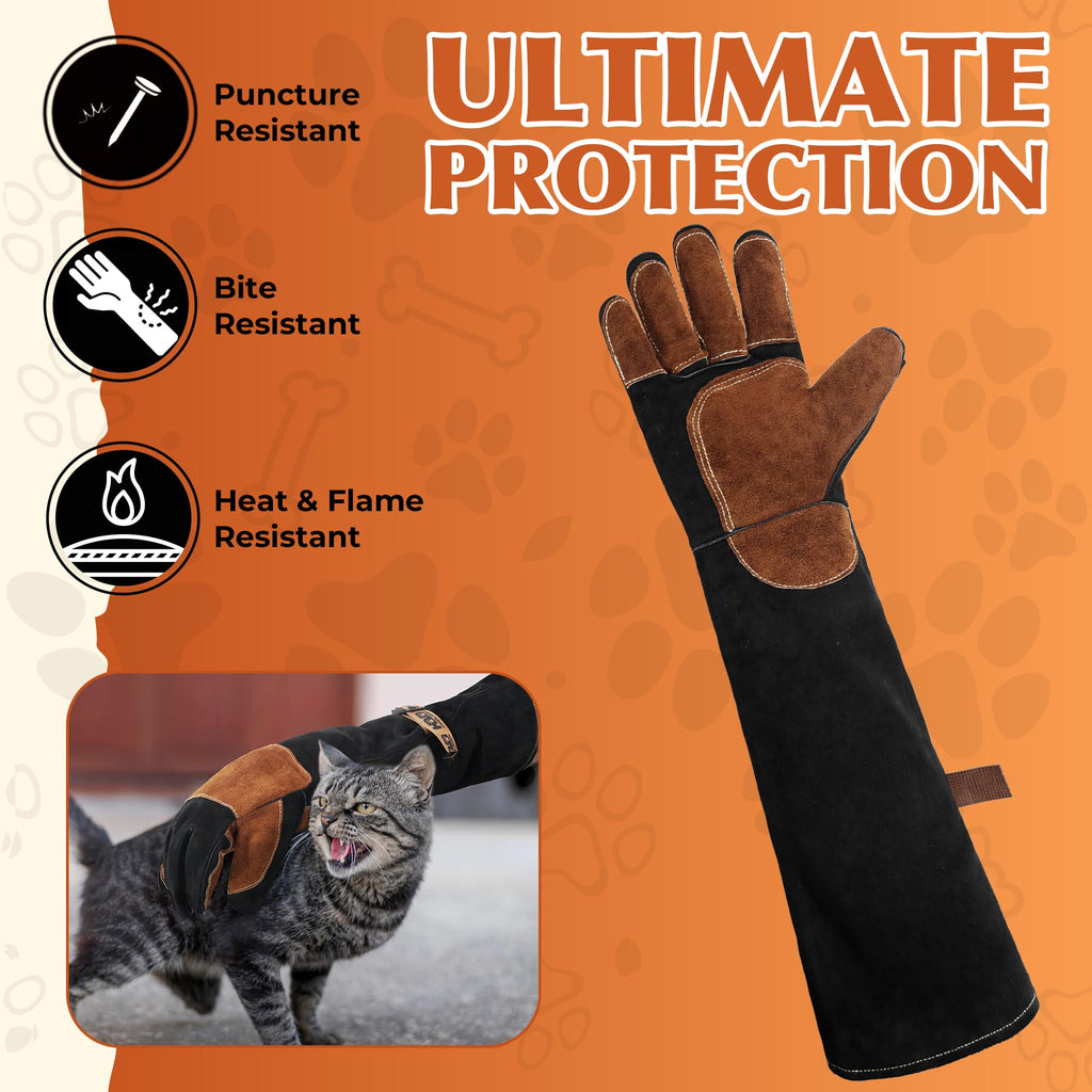 HANDLANDY 24 Inches Animal Handling Gloves, Bite Proof for Cat Dog Handling