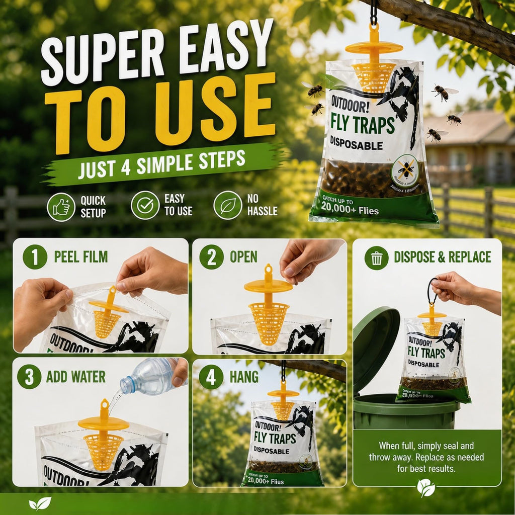 9 Pack Disposable Fly Traps Outdoor Hanging Add Water - Portable Fly Catcher Outdoor Flying Insect Trap Fly Traps for Ranch/Barn/Patio/Campsite