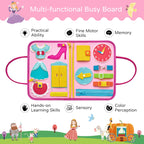 Freebear Busy Board Toddler Travel Toys Quiet Book Sensory Board for Toddlers 1 2 3 4, Montessori Educational Toys for 3 4 Year Old Girls Boys Gift, Princess