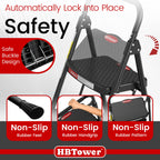 HBTower 4 Step Ladder, Step Stool Foldable with Wide Anti-Slip Pedal, Sturdy Steel Ladders for Home Adults Kitchen